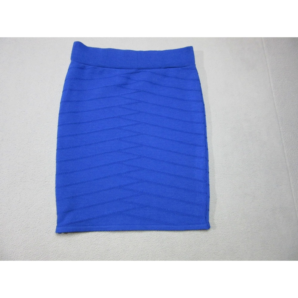 Debut Mini Skirt Womens Large Blue Textured Bandage Bodycon Stretch Rayon USA